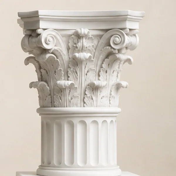 Pale leafy capital study presented with warm and violet editorial light